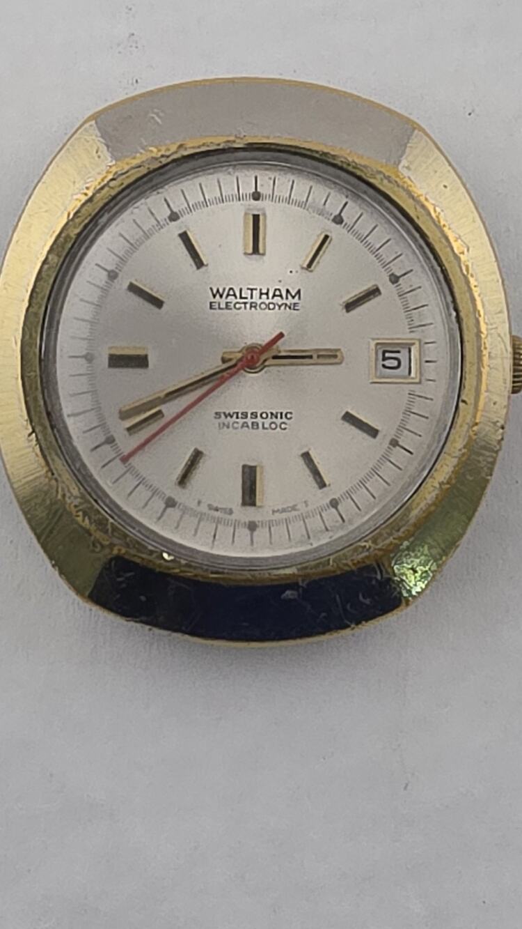 Vintage Mens Waltham GP Electrodyne Swissonic Incabloc Watch Parts or Repair